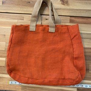 Orange Jute Tote Bag